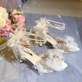 Daiiibabyyy  Elegant Womens Dress Shoes White Lolita Mary Jane Shoes Woman Luxury Designer Pearl Lolita Sandals Sling Back Heels Women