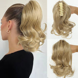Daiiibabyyy  Synthetic Ponytail Extension Short Wave Curly Ponytail Clip in Claw Hair Extension Natural Synthetic Hairpiece for Women