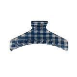 Daiiibabyyy  Dark blue transparent plaid hair claw clip simple elegant disc hair shark clip versatile daily high-end hair accessories