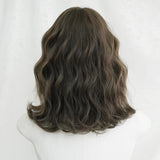 Daiiibabyyy  Short Curly Wig for Women, Summer New Product, Misty Cool Brown Synthetic Fiber, Realistic Full Wig with Bangs, High-Temperature Silk Curly Synthetic Wig
