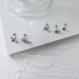 DAIIIBABYYY  -  1piece Helix Piercing Earring Stud Traugs Sleeper CZ Earring Angle Wing Korea Conch Piercing Screw Y2k  Body Jewelry Decoration