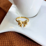 Daiiibabyyy Fashion Woman Rings Butterfly Titanium Steel Bowknot Bride Wedding Bands Accessories Girl Valentine's Day Gifts