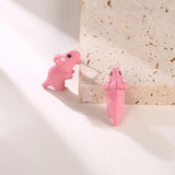 Daiiibabyyy 1Pair Cute Animal Biting Stud Earrings Women Girl Cartoon Shark Dinosaur Resin Stud Earring Ear Studs Bite Funny Jewerly Gift