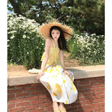 Daiiibabyyy  Women Clothing 2 Piece Sets Solid Sweet Halter Ruffled Bow Tank Top + High Waist A-line Printing Skirts Outfits Chic Summer Suit