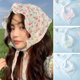 Daiiibabyyy  -  New Girl Lace Pastoral Style Headbands Hair Scarf For Women Floral Butterfly Hairbands Headwrap Fashion Turban Hair Accessories