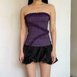 Daiiibabyyy  Strapless Ruched Cross Flower Ropa Mujer New Personalized Slim Streetwear Tanks Y2K Goth Korea Chic Ins Sexy Spice Camis
