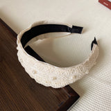 Daiiibabyyy  1/2 Pcs ladies' Hair Bands Korean Pearl Lace Wide Edge Sweet Simple Versatile Hair Hoops Retro And High-quality Hair Accessories