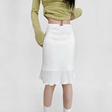 DAIIIBABYYY  -  Summer New Polka Dot Butterfly Knot Color Block A- Line Midi Skirt Fish Tail Short Skirt Women's Hot Girl Half-length Skirt