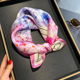 DAIIIBABYYY  -  100% Foulards En Soie Mode Fleurs Vives Couleur 53CM Petites Echarpes Carrees Cou Enveloppe Decorative Imprime Foulards