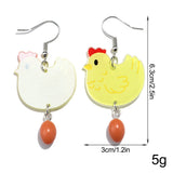 Daiiibabyyy  Funny Colorful Acrylic Hen Egg Drop Earrings for Women Lovely Cartoon Animals Dangle Earring Easter New Jewelry Gifts