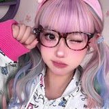 DAIIIBABYYY  -  Kawaii Cat Y2K Eyeglass No Lenses Frame Cute Retro Glasses Leopard Print Eyeglass Frame Photo Props Eyewear Decorative Gifts