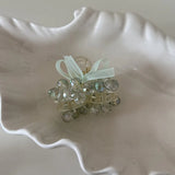 Daiiibabyyy  Bow premium blue crystal beaded bangs hairpin female small Korean version half tied hair on the back of the head grab clip shark