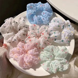 DAIIIBABYYY  -  New Trendy Summer Sunny Polka Dot Scrunchies Women College Student White Rubber Bands Fairy Colorful Ponytail Holder Headwear