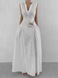 DAIIIBABYYY  -  Spliced Side Pleated Vest Sleeveless Dress Women 2025 Summer New Style French Luxury Slimming Long Elegant
