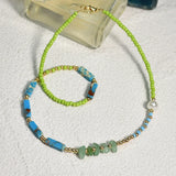 Daiiibabyyy New Bohemia Seed Beaded Natural Stone Choker Necklace for Women Girls Beach Boho Party Trend Jewelry