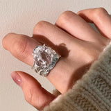DAIIIBABYYY  -  Irregular Geometric Crystal Rings For Women Girls Creative Design Simple Fashion Exaggerated Engagement Jewelry Gifts