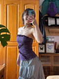 Daiiibabyyy  Strapless Ruched Cross Flower Ropa Mujer New Personalized Slim Streetwear Tanks Y2K Goth Korea Chic Ins Sexy Spice Camis