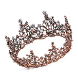 Daiiibabyyy  Baroque Pink Black Crystal Rhinestone Round Crown Tiara Hair Jewelry Wedding Hair Accessories Bridal Queen Party Crowns