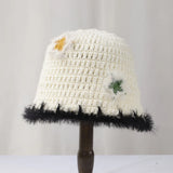 Daiiibabyyy  New Star Colorful Fringe Woolen Hat Women's Autumn and Winter Cute Handmade Plush Hat Knitted Fisherman Bucket Hats