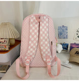 Daiiibabyyy  All Match High-capacity Backpack Women Students Travel Schoolbag Sweet Y2k Aesthetic Letter Print Dots Plaid Patchwork Backpacks