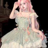 DAIIIBABYYY  -  Japan Lolita Jsk Sweet Dress Women Elegant Ruffles Lace Bandage Princess Strap Dresses Girls Y2k Kawaii Tea Party Mini Dress