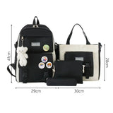 Daiiibabyyy  4Pcs/Set Large Capacity 4 in 1 Backpack Breathable Casual School Bag Multifunction School Rucksack College Backpack Teenage