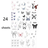 Daiiibabyyy  24pcs Butterfly Tattoo Stickers Waterproof Long Lasting Clavicle Sexy Arm Simulation Dark Tattoo Stickers