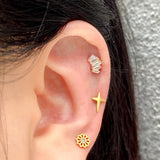 DAIIIBABYYY  -  1Piece Flower Moon Snake CZ Nose Hoop Butterfly Leaf Daith Conch Helix Stud Earrings Internal Thread Piercing Surgical Steel 16G