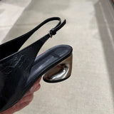 Daiiibabyyy  New Women's Flat Head Sandals Genuine Leather Strap Buckle Mule Shoes Low Cut Fashionable Square Head Unique Design