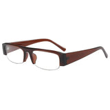 Daiiibabyyy  Japanese Retro Half Frame Rectangular Sunglasses Women Fashion Clear Lens Shades Glasses Sun Protection Anti Blue Light Glasses