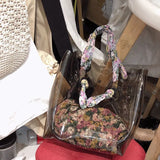 Daiiibabyyy Transparent PVC Women Shoulder Bag Large Capacity Jelly Beach Bags femme handbags ladies totes Composite Bag Floral underarm bag