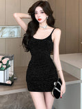 DAIIIBABYYY  -  Summer Black Diamonds Polka Dot Chic Sling Sexy Mini Dress Women Korean Vintage Hepburn Dress 2025 Elegant Bodycon Evening Dress