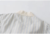 DAIIIBABYYY  -  Sweet Girl Lace Spliced Bow Vertical Striped Short-sleeevd Shirts + Summer High Waist Fungus Edged Short Skirts Two-piece Set