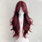Daiiibabyyy  Raspberry Red Long Roll High Quality Synthetic Wig Personalized Medium Large Wave Women's Wig
