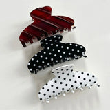 Daiiibabyyy  Vintage Black White Dot Hair Claw Large Crab Hair Clips Shark Claw Clamp Retro Ponytail Fashion Hair Accessories Women Girls