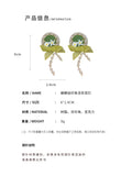 Daiiibabyyy -  Summer Fresh Green Lace Pearl Earring for Girls Korean Style Handmade French Cute Daisy Little Girls Ear Rings Birthday Gifts