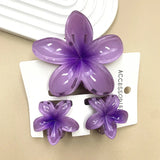 DAIIIBABYYY  -  3Pcs Sweet Colorful Plumeria Flower Shark Clip Hair Claw Bohemian Ponytail Clip Plastic Hairpin Barrette Summer Hair Accessories