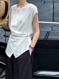 DAIIIBABYYY  -  Summer New Top Casual and Unique Irregular Crossed Tank Top Ma Fei Fei Sleeves Small Shirt