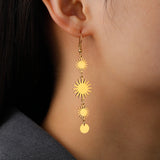 DAIIIBABYYY  -  Stainless Steel Bohemian Sun Drop Earrings Gold Color Women Long Earrings Fashion Kpop Jewelry Birthday Gift for Friends
