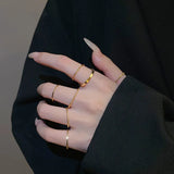 Daiiibabyyy  7 Pcs European and American Simple Circle Rings Set Fashion Design Sense Ring Lovers Gold and Silver Hand Jewelry