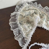 Daiiibabyyy  French Retro Lace Butterfly Triangle Scarf Tie Hair Bands Summer Female Thin Hair Band Travel Photo Seaside Sweet Cute Hair Band