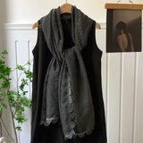 Daiiibabyyy  Spring and Autumn 95*185cm Ladies Scarves Lace Edged Shawl Scarf For Women