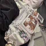 Daiiibabyyy  New Y2k Leopard Ita Shoulder Bag Lolita Girls Transparent Tote Bag Womens Large Capacity Crossbody Bag Cute DIY Display Handbags