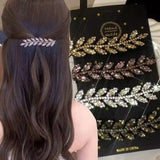 DAIIIBABYYY  -  2pcs Shiny Crystal Hair Clips Fashion Wheat Feathery Rhinestone Hairclip Broken Hair Tools Hairpins Wedding Headwear Accessory