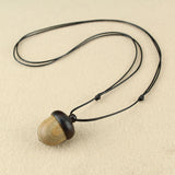 Daiiibabyyy Vintage Screwable Ebony Acorn Pendant Gawu Box Long Necklace Pine Cone Acorn Design Jewelry Artistic Wishing Bottle Ornaments