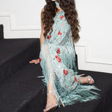 Daiiibabyyy  Lady Sexy Sleeveless Hight Waist Bohe Dress Fashion Tassel Decorative Long Dress Elegant Print Scarf Collar Backless Party Dress