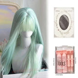 Daiiibabyyy  Long Straight Wig With Bangs Synthetic Wigs For Women Heat Resistant Fiber Synthetic Hair Lolita Cosplay Wigs party Daily Use