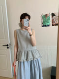 DAIIIBABYYY  -  Back Single Breasted Black Fungus Edge Checkered Vest Women Summer New Retro Age Reducing Sleeveless Shirt Top