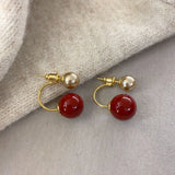 Daiiibabyyy  New Design Features Front and Rear Contrasting Round Bead Pendants Earrings For Women Unusual Jewelry Accessories For Girls