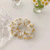DAIIIBABYYY  -  2024 Girls Floral New Double Strand High Elastic Hair Bands Korean Purple Plaid Scrunchies Hair Ropes Flower Ponytail Holder
